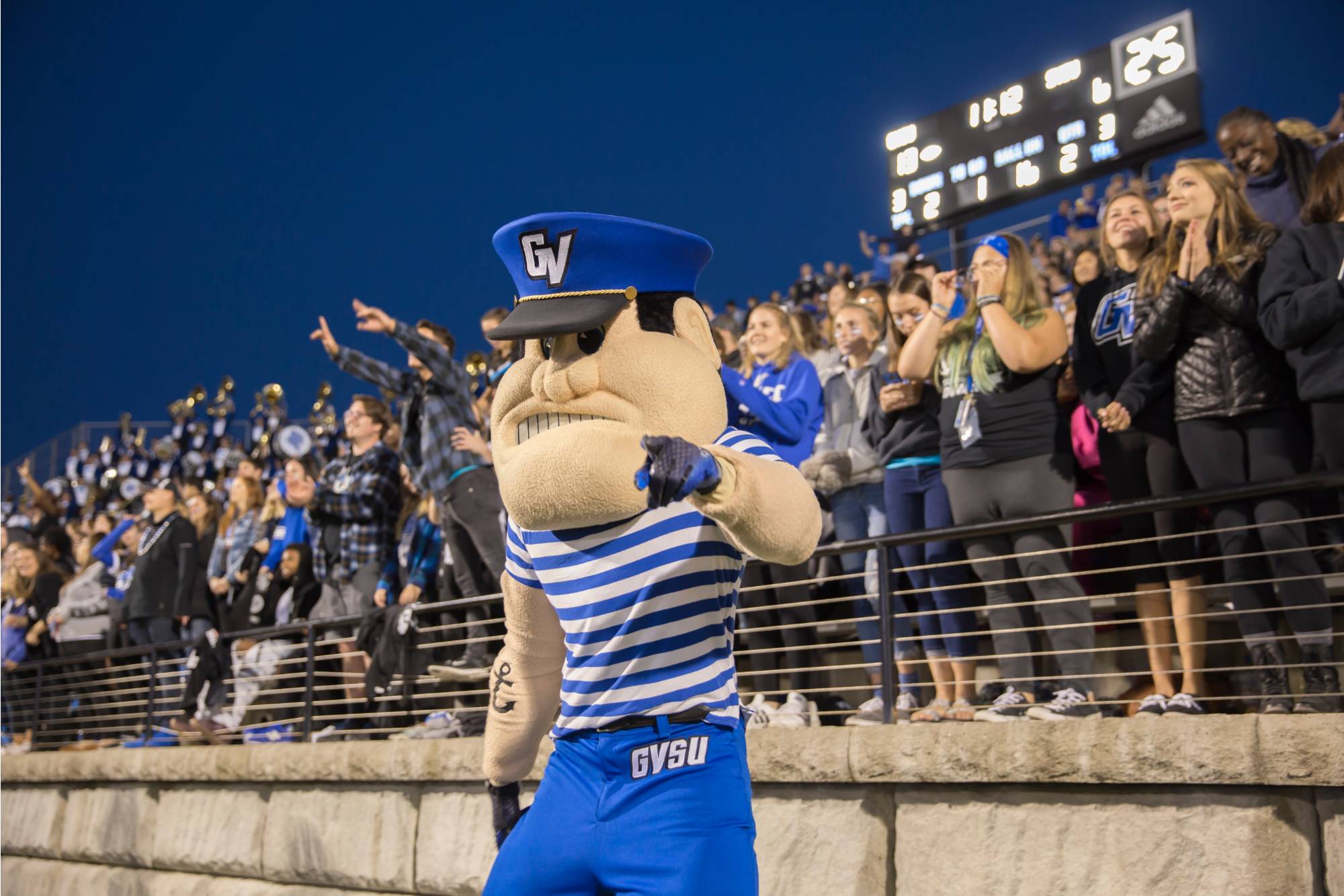 Louie the Laker at a football game.